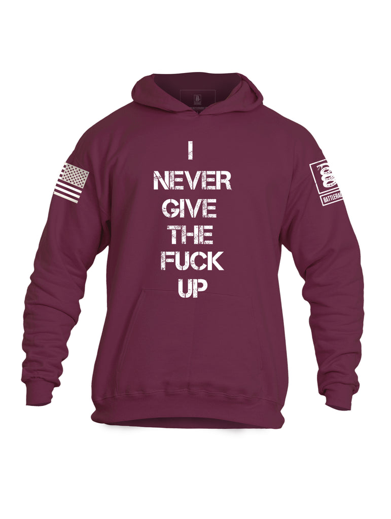 Battleraddle I Never Give The Fuck Up Mens Cotton Pullover Hoodie With Pockets