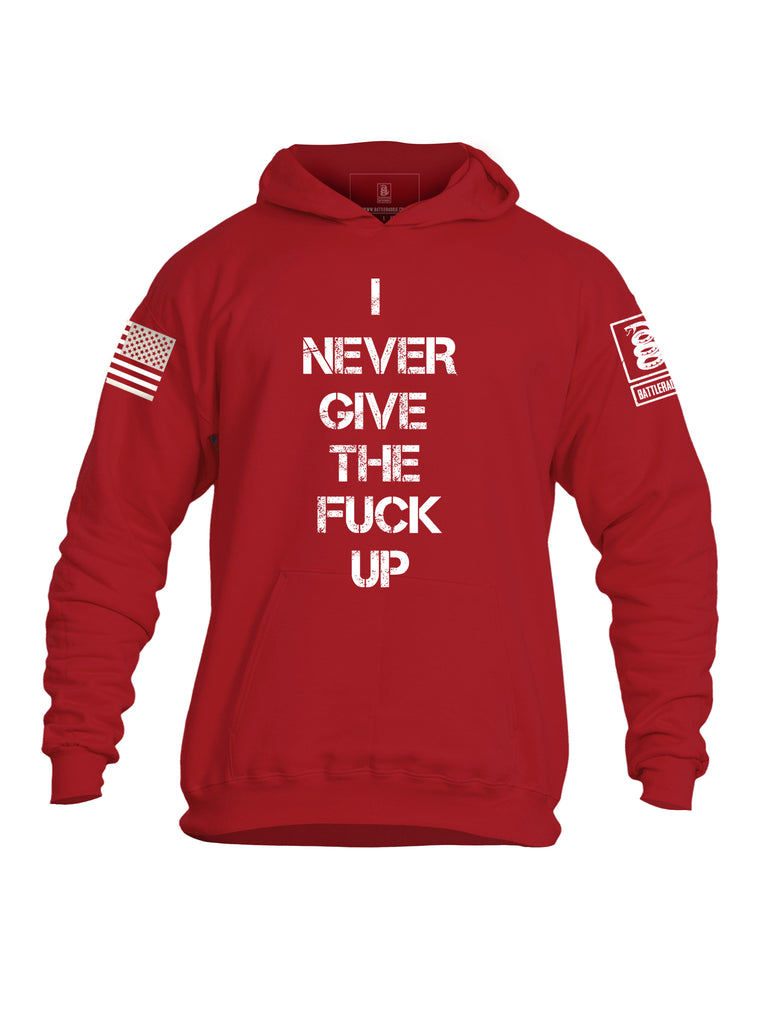 Battleraddle I Never Give The Fuck Up Mens Cotton Pullover Hoodie With Pockets