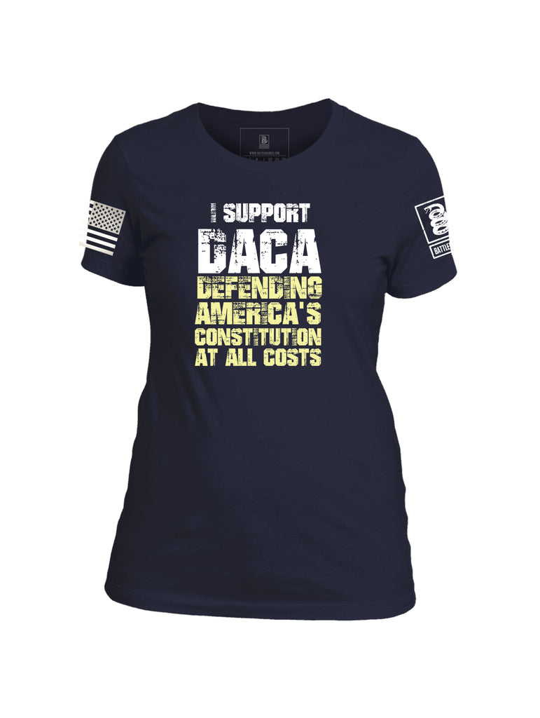 Battleraddle Support DACA Defending America's Constitution At All Costs Womens Patriotic Cotton Crew Neck T Shirt