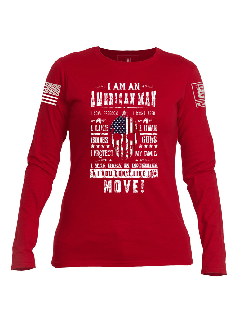 Battleraddle American Man Womens Veteran Patriotic Cotton Long-Sleeve T-Shirt - Battleraddle® LLC