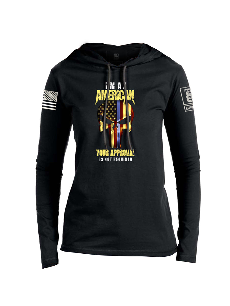 Battleraddle I'm An American Womens Thin Cotton Lightweight Hoodie