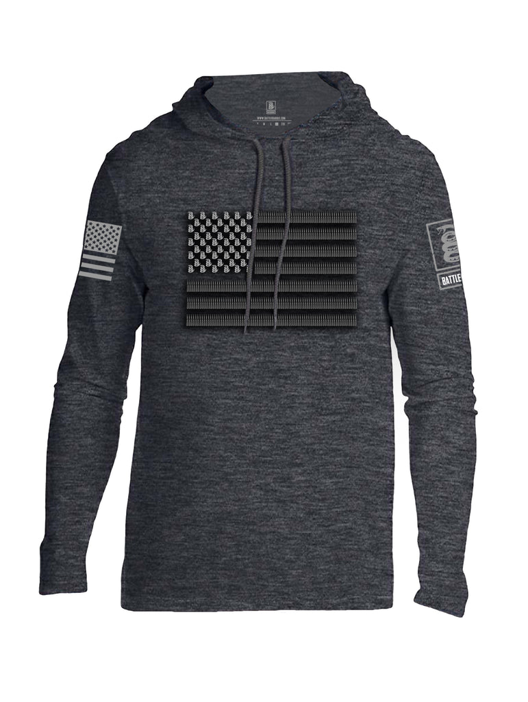 Battleraddle Intimidator .50 Cal Freedom Flag Grey Sleeve Print Mens Thin Cotton Lightweight Hoodie