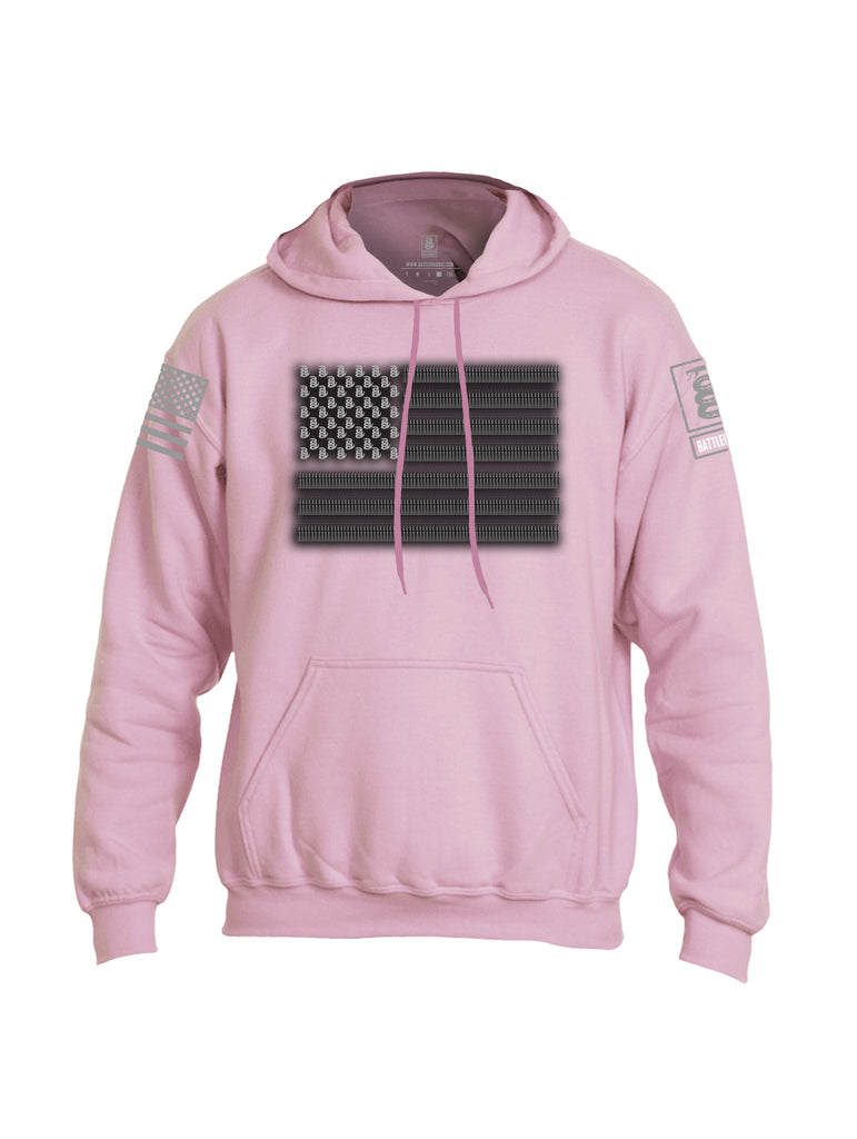 Battleraddle Intimidator .50 Cal Freedom Flag Grey Sleeve Print Mens Blended Hoodie With Pockets