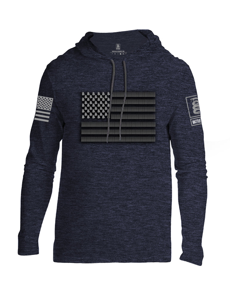 Battleraddle Intimidator .50 Cal Freedom Flag Grey Sleeve Print Mens Thin Cotton Lightweight Hoodie