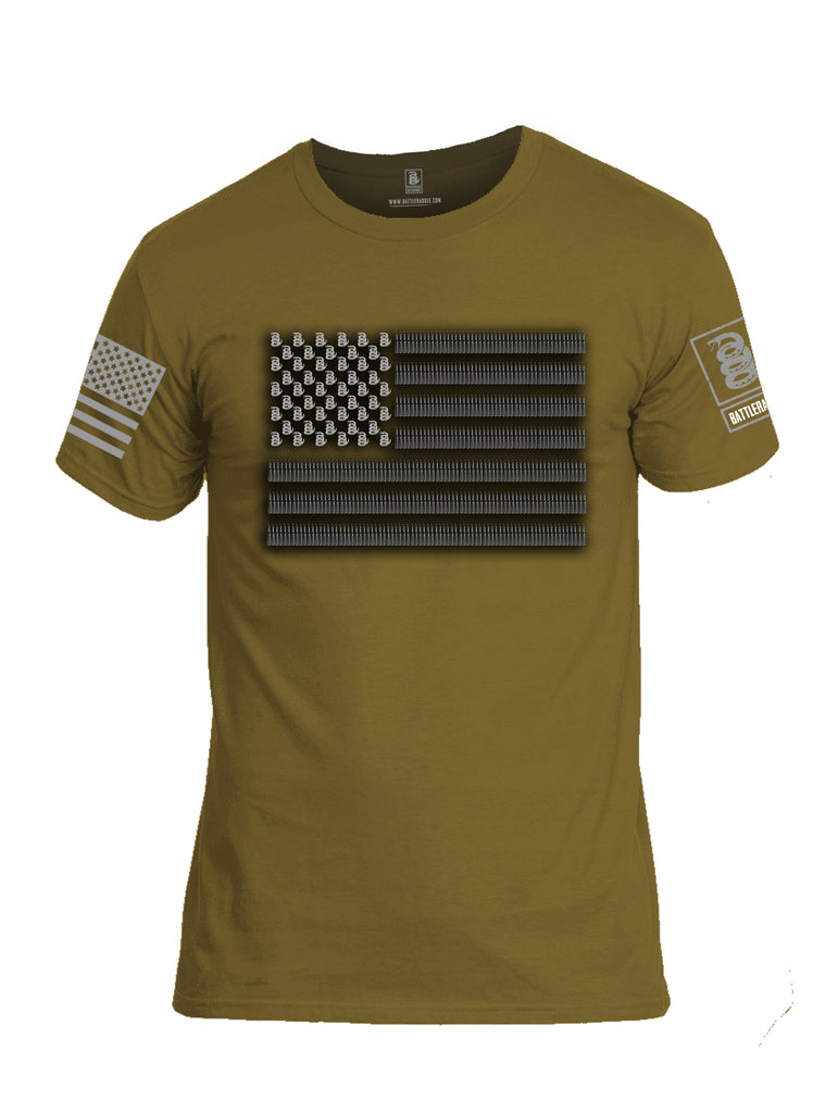 Battleraddle Intimidator .50 Cal Freedom Flag Grey Sleeve Print Mens Cotton Crew Neck T Shirt