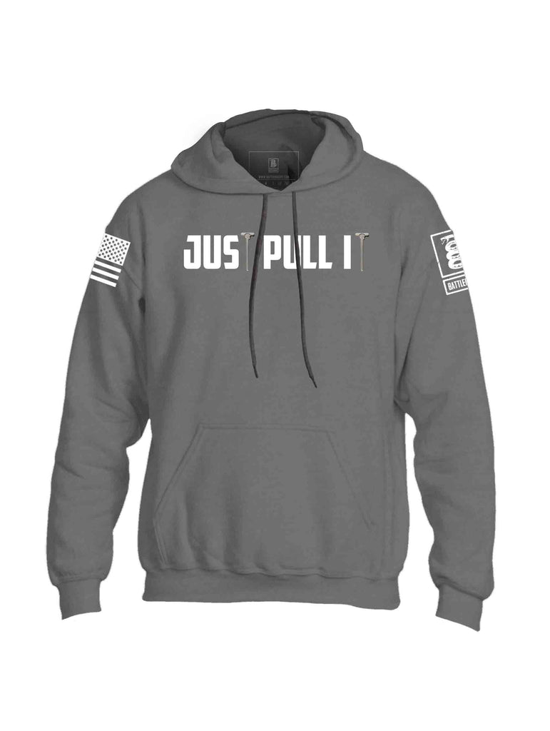 Battleraddle Just Pull It White Sleeve Print Mens Blended Hoodie With Pockets