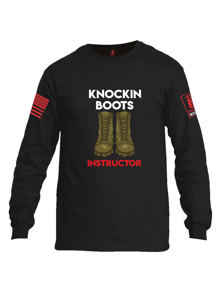 Battleraddle Knockin Boots Instructor Red Sleeve Print Mens Cotton Long Sleeve Crew Neck T Shirt shirt|custom|veterans|Men-Long Sleeves Crewneck Shirt