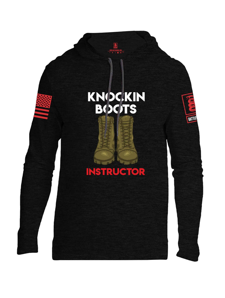 Battleraddle Knockin Boots Instructor Red Sleeve Print Mens Thin Cotton Lightweight Hoodie shirt|custom|veterans|Apparel-Mens Hoodie-Cotton
