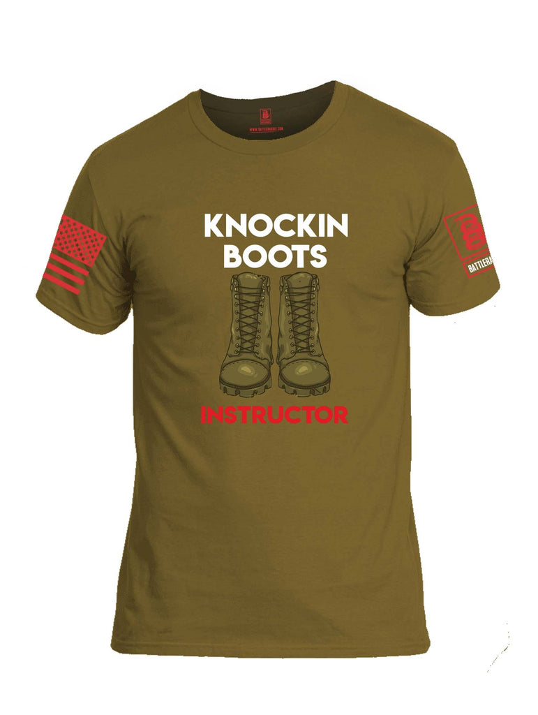 Battleraddle Knockin Boots Instructor Red Sleeve Print Mens Cotton Crew Neck T Shirt shirt|custom|veterans|Apparel-Mens T Shirt-cotton