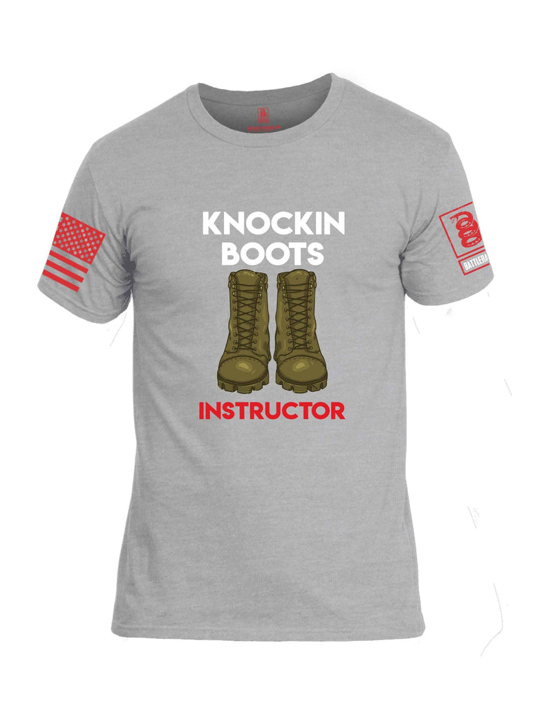 Battleraddle Knockin Boots Instructor Red Sleeve Print Mens Cotton Crew Neck T Shirt shirt|custom|veterans|Apparel-Mens T Shirt-cotton