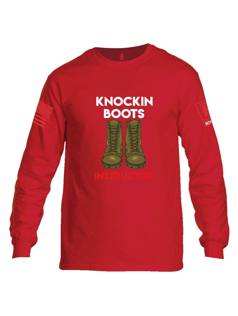 Battleraddle Knockin Boots Instructor Red Sleeve Print Mens Cotton Long Sleeve Crew Neck T Shirt shirt|custom|veterans|Men-Long Sleeves Crewneck Shirt