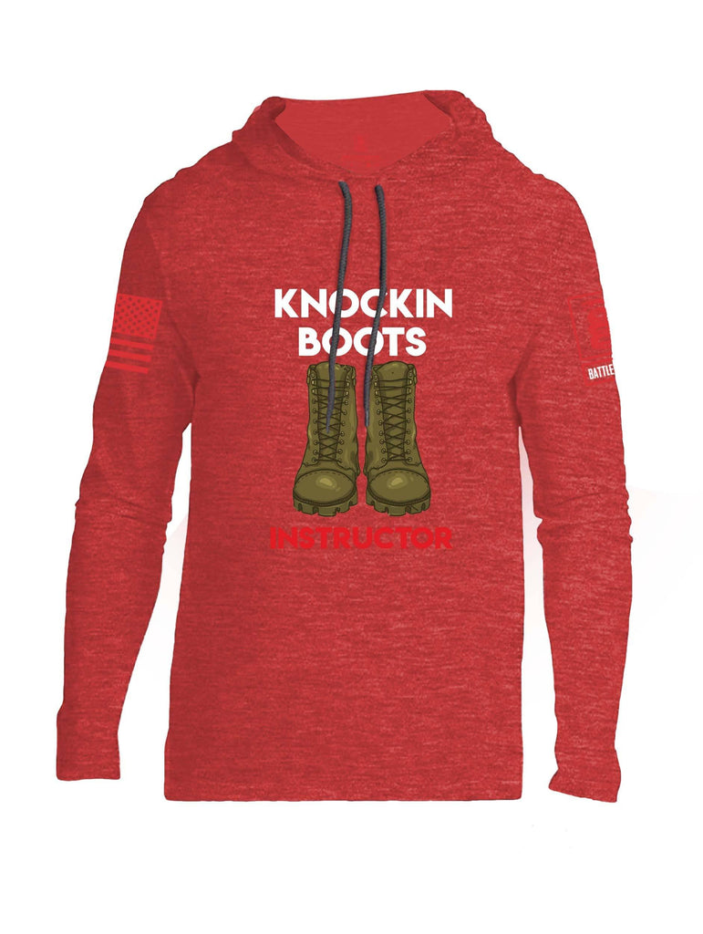 Battleraddle Knockin Boots Instructor Red Sleeve Print Mens Thin Cotton Lightweight Hoodie shirt|custom|veterans|Apparel-Mens Hoodie-Cotton