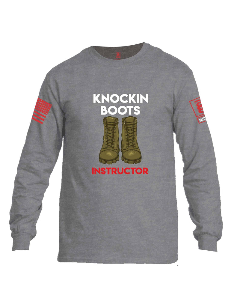 Battleraddle Knockin Boots Instructor Red Sleeve Print Mens Cotton Long Sleeve Crew Neck T Shirt shirt|custom|veterans|Men-Long Sleeves Crewneck Shirt