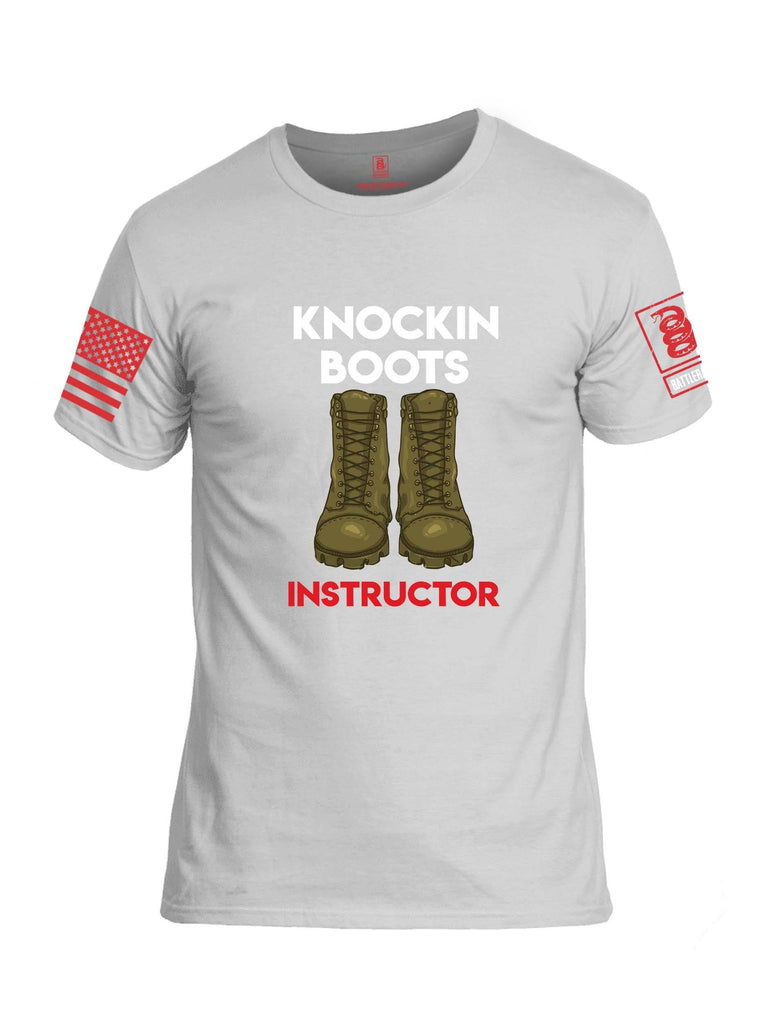 Battleraddle Knockin Boots Instructor Red Sleeve Print Mens Cotton Crew Neck T Shirt shirt|custom|veterans|Apparel-Mens T Shirt-cotton