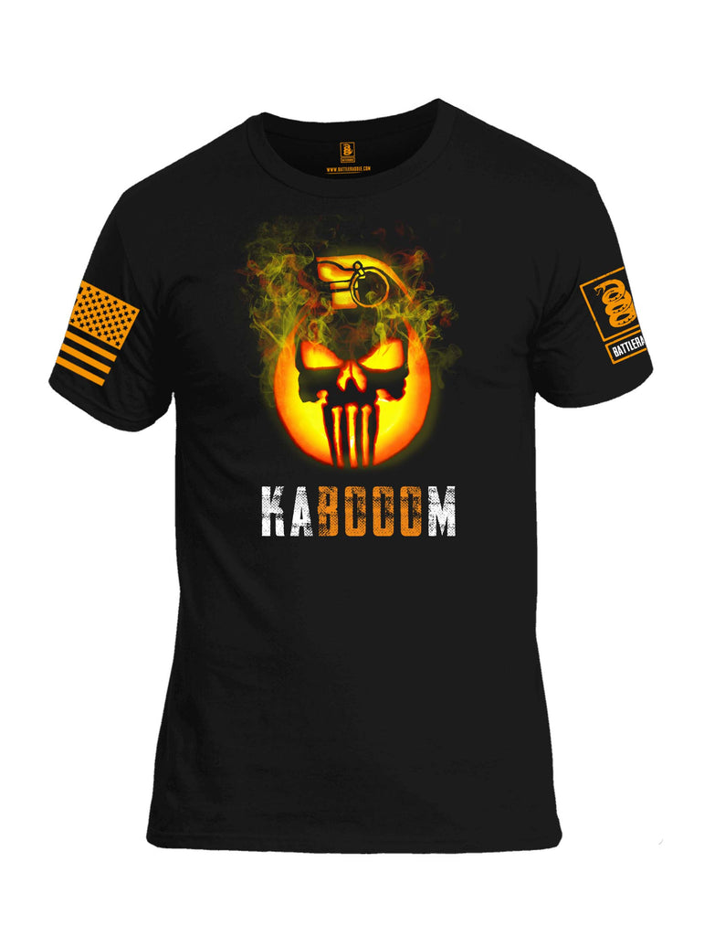 Battleraddle Expounder Skull Pumpkin Kabooom Orange Sleeve Print Mens Cotton Crew Neck T Shirt