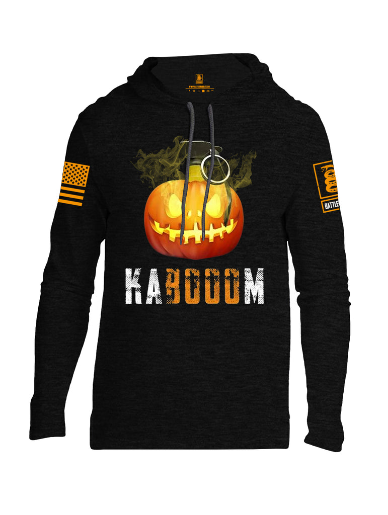 Battleraddle Kabooom Pumpkin Orange Sleeve Print Mens Thin Cotton Lightweight Hoodie