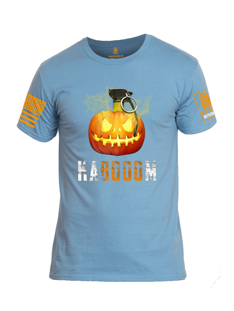 Battleraddle Kabooom Pumpkin Orange Sleeve Print Mens Cotton Crew Neck T Shirt
