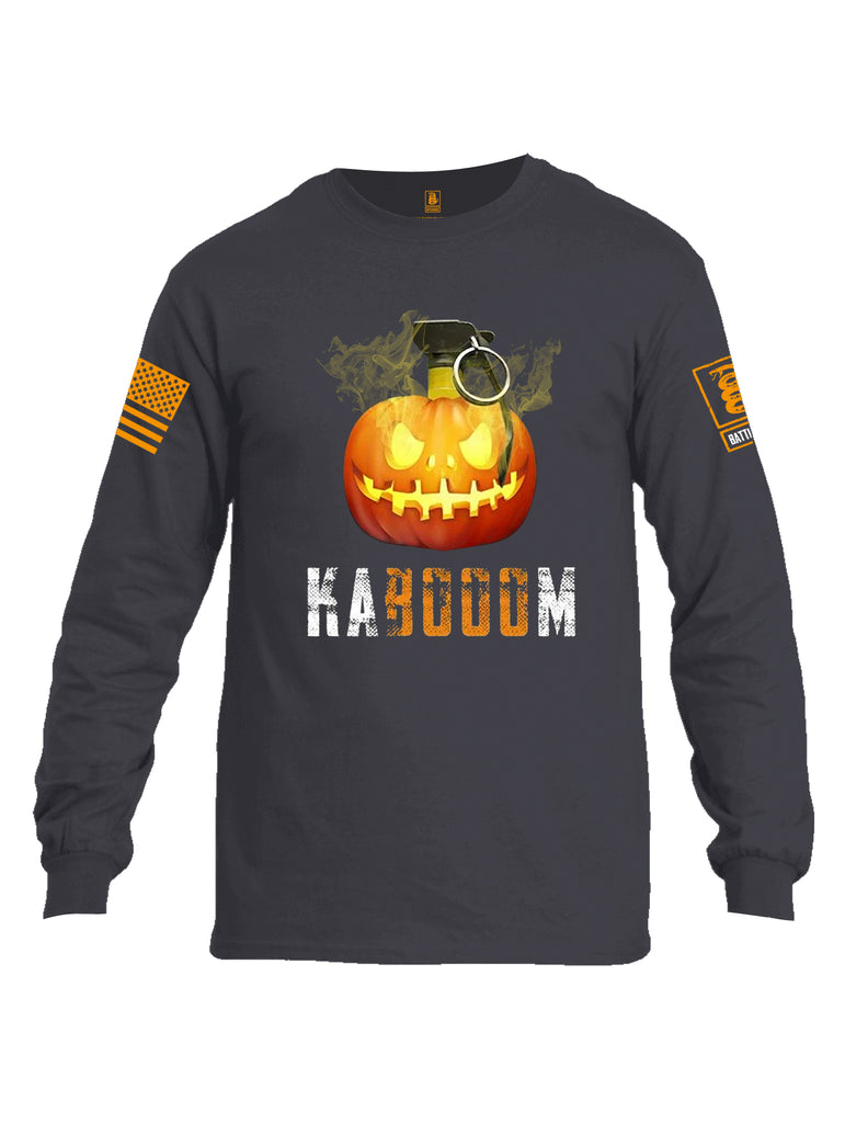 Battleraddle Kabooom Pumpkin Orange Sleeve Print Mens Cotton Long Sleeve Crew Neck T Shirt