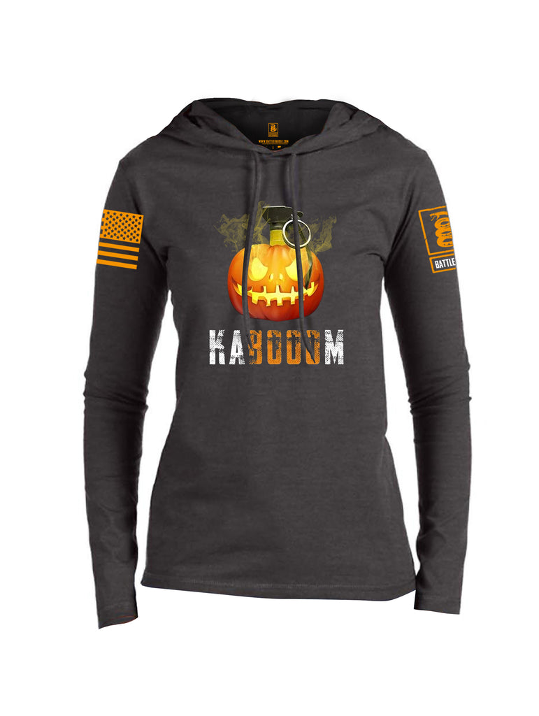 Battleraddle Kabooom Pumpkin Orange Sleeve Print Womens Thin Cotton Lightweight Hoodie