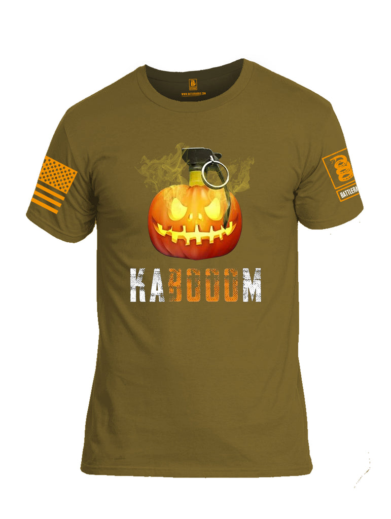 Battleraddle Kabooom Pumpkin Orange Sleeve Print Mens Cotton Crew Neck T Shirt
