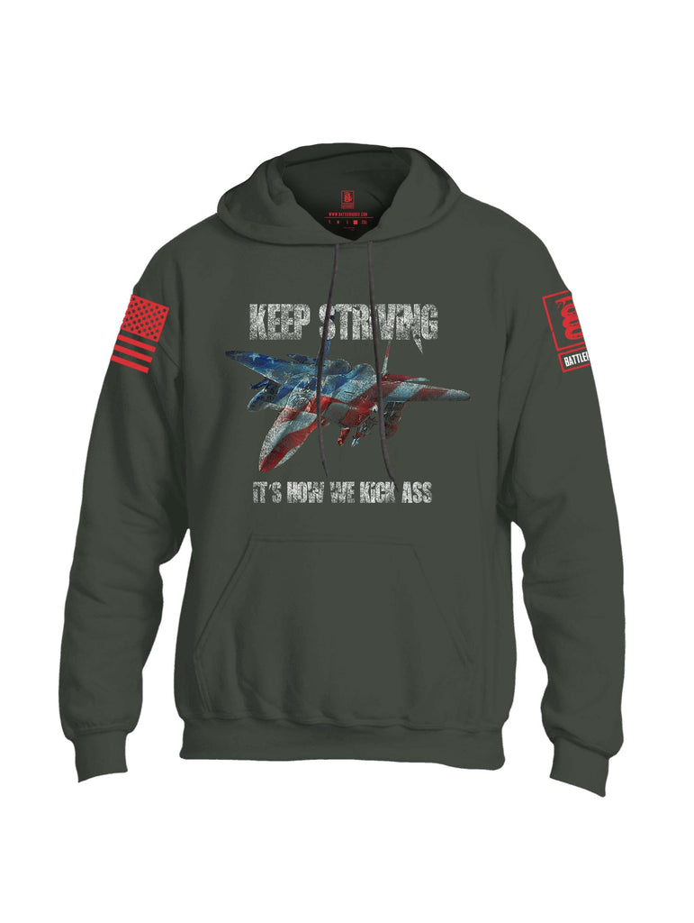 Battleraddle Keep Striving It's How We Kick Ass Red Sleeve Print Mens Blended Hoodie With Pockets