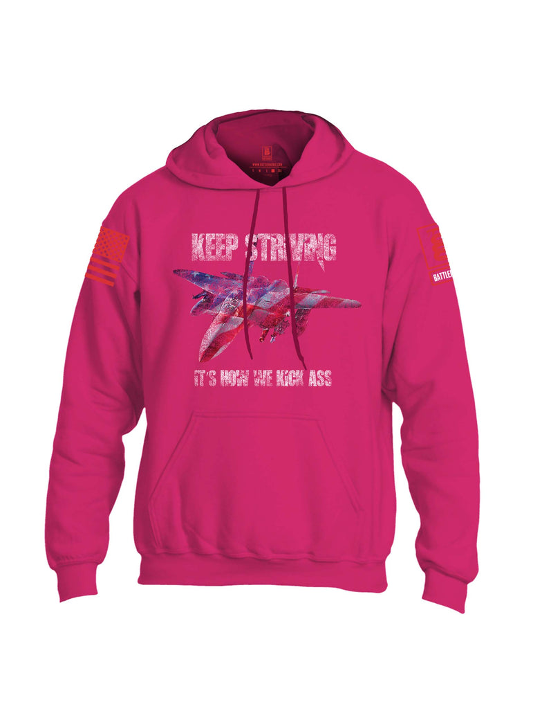 Battleraddle Keep Striving It's How We Kick Ass Red Sleeve Print Mens Blended Hoodie With Pockets