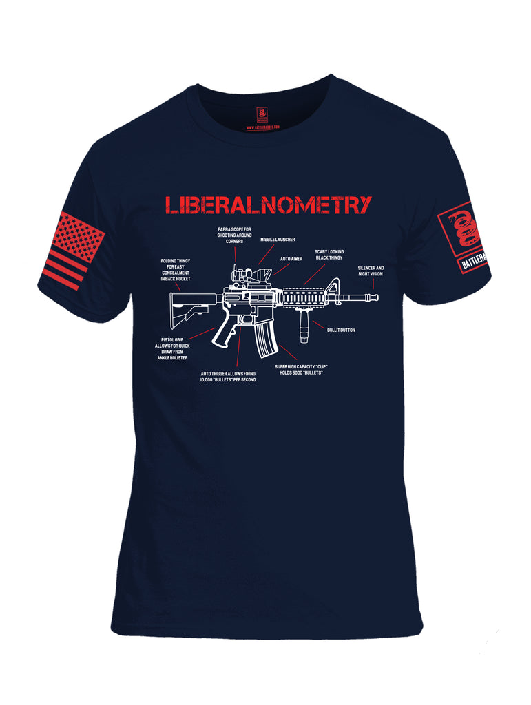 Battleraddle Liberalnometry Red Sleeve Print Mens Cotton Crew Neck T Shirt
