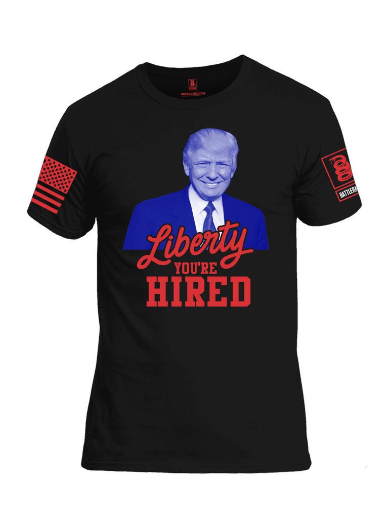 Battleraddle Liberty You're Hired Red Sleeve Print Mens 100% Battlefit Polyester Crew Neck T Shirt