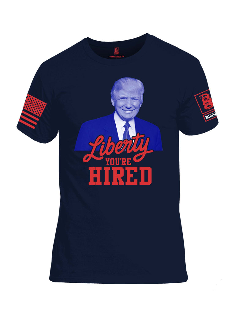 Battleraddle Liberty You're Hired Red Sleeve Print Mens 100% Battlefit Polyester Crew Neck T Shirt