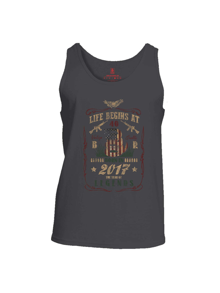 Battleraddle Life Begins At 40 Born In 2017 The Year Of Legends Mens Cotton Tank Top
