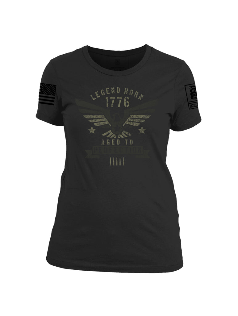 Battleraddle Legend Born 1776 Aged To Perfection Black Ops Edition Womens Cotton Crew Neck T Shirt