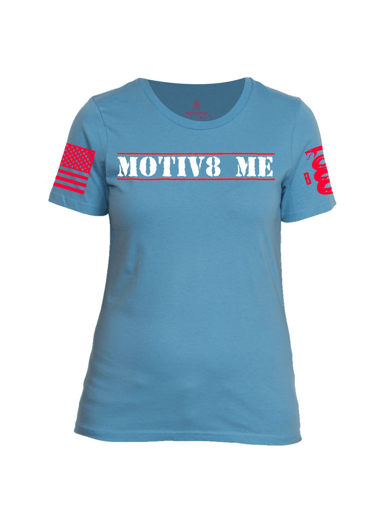 Battleraddle Motiv8 Me Red Sleeve Print Womens Cotton Crew Neck T Shirt