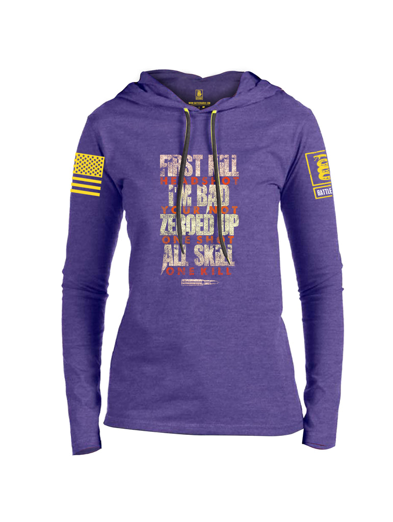 Battleraddle First Kill Head Shot Women Cotton Thin Cotton Lightweight Hoodie