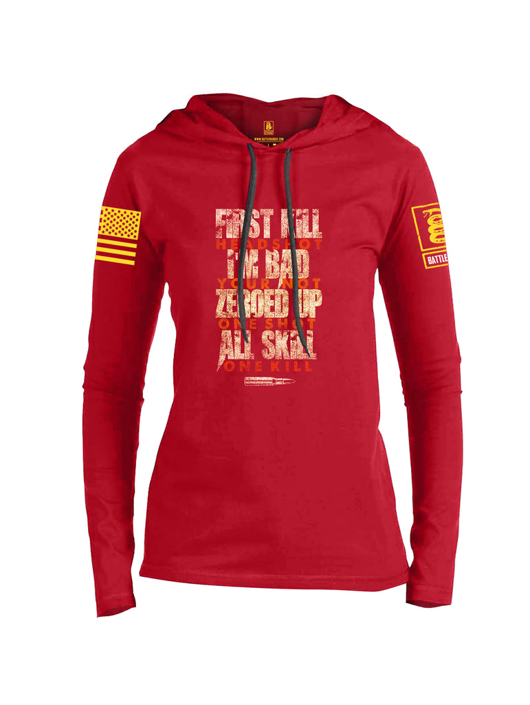 Battleraddle First Kill Head Shot Women Cotton Thin Cotton Lightweight Hoodie