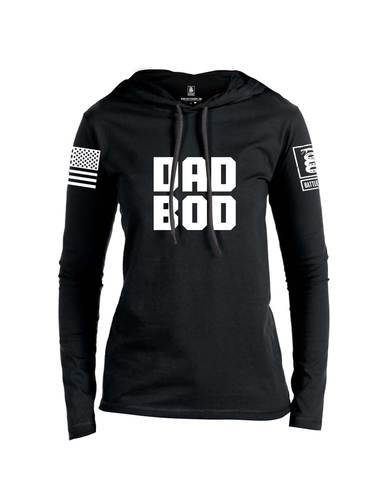 Battleraddle Dad Bod White Sleeve Print Womens Thin Cotton Lightweight Hoodie