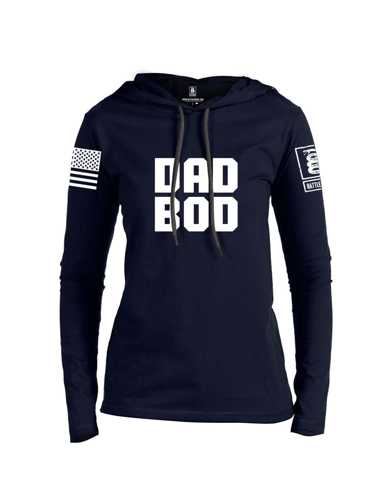 Battleraddle Dad Bod White Sleeve Print Womens Thin Cotton Lightweight Hoodie