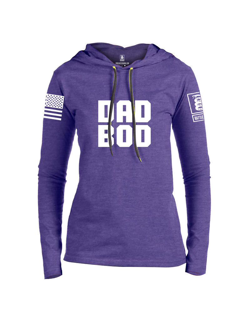 Battleraddle Dad Bod White Sleeve Print Womens Thin Cotton Lightweight Hoodie