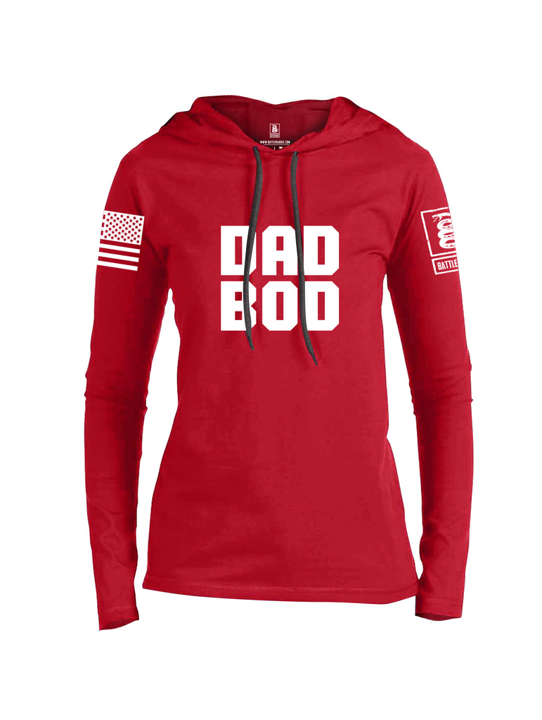 Battleraddle Dad Bod White Sleeve Print Womens Thin Cotton Lightweight Hoodie