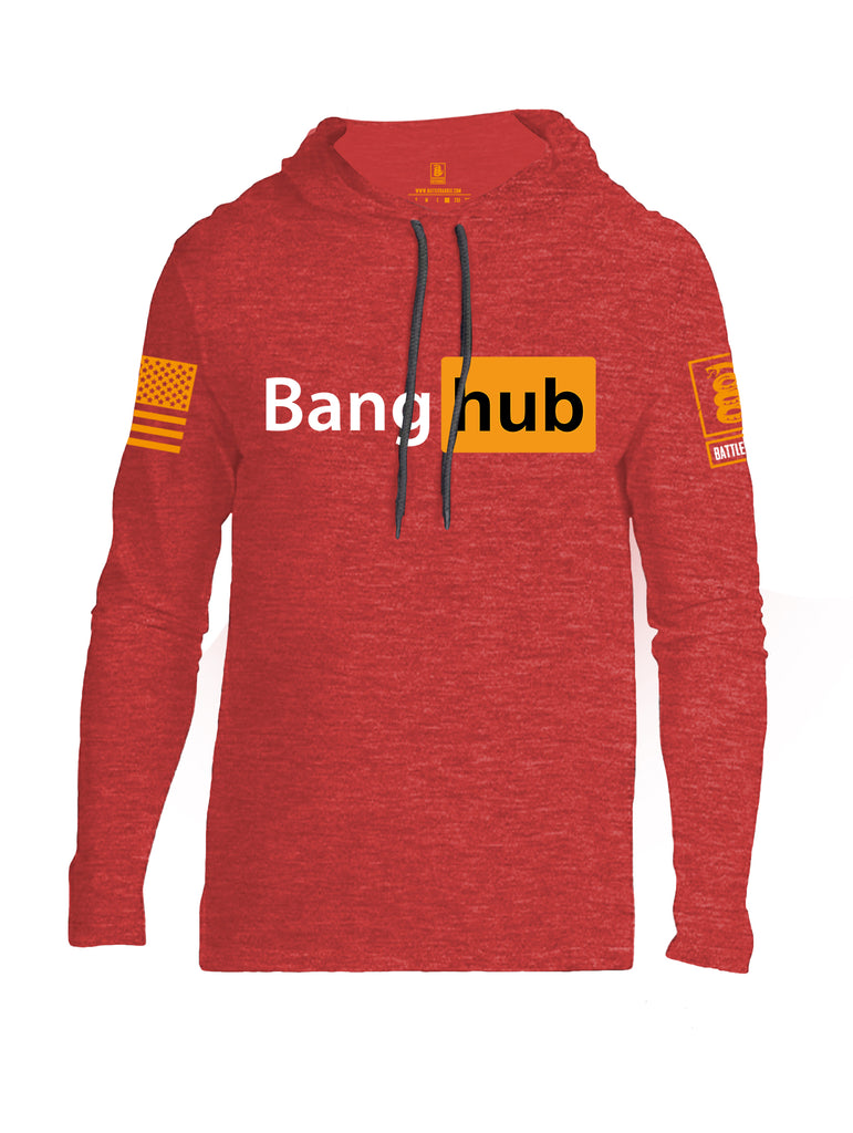 Battleraddle Bang Hub Orange Sleeve Print Mens Thin Cotton Lightweight Hoodie