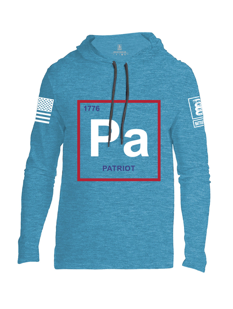 Battleraddle Periodic Table PA 1776 Patriotic White Sleeve Print Mens Thin Cotton Lightweight Hoodie