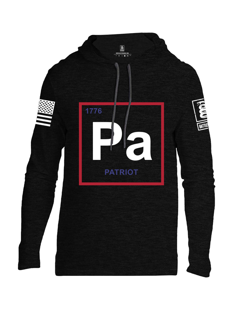 Battleraddle Periodic Table PA 1776 Patriotic White Sleeve Print Mens Thin Cotton Lightweight Hoodie