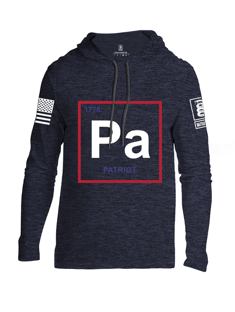 Battleraddle Periodic Table PA 1776 Patriotic White Sleeve Print Mens Thin Cotton Lightweight Hoodie