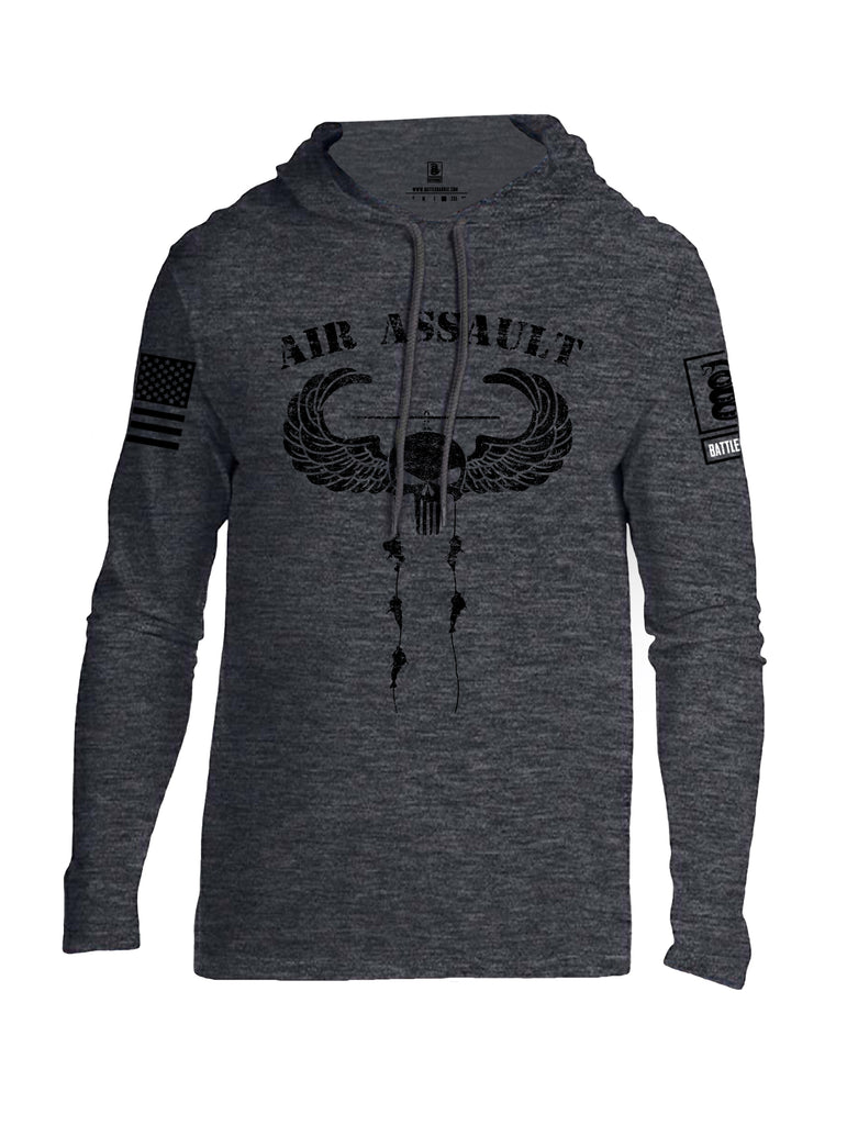 Battleraddle Air Assault Expounder Black Sleeve Print Mens Thin Cotton Lightweight Hoodie