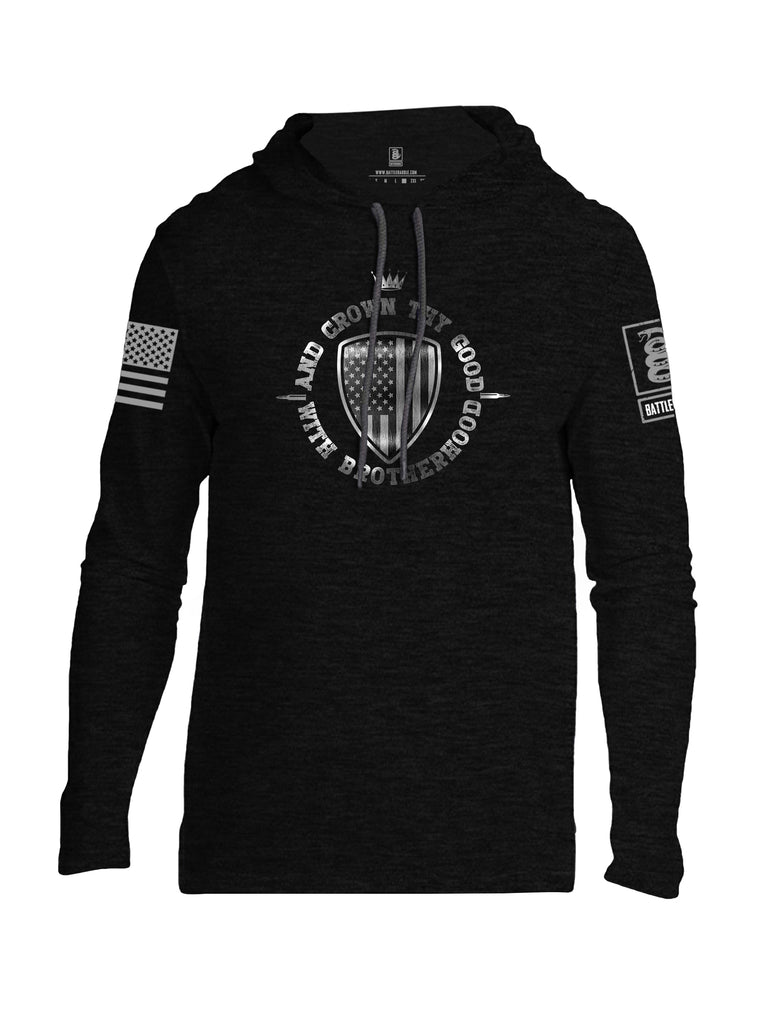 Battleraddle And Crown Thy Good With Brotherhood Grey Sleeve Print Mens Thin Cotton Lightweight Hoodie