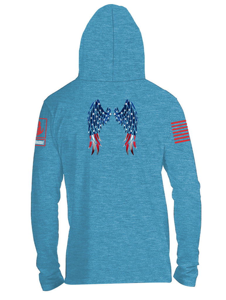Battleraddle USA Flag Wings Red Sleeve Print Mens Thin Cotton Lightweight Hoodie