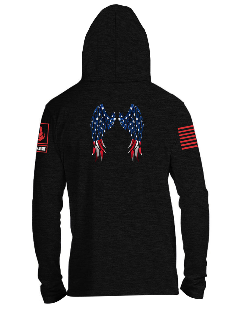 Battleraddle USA Flag Wings Red Sleeve Print Mens Thin Cotton Lightweight Hoodie