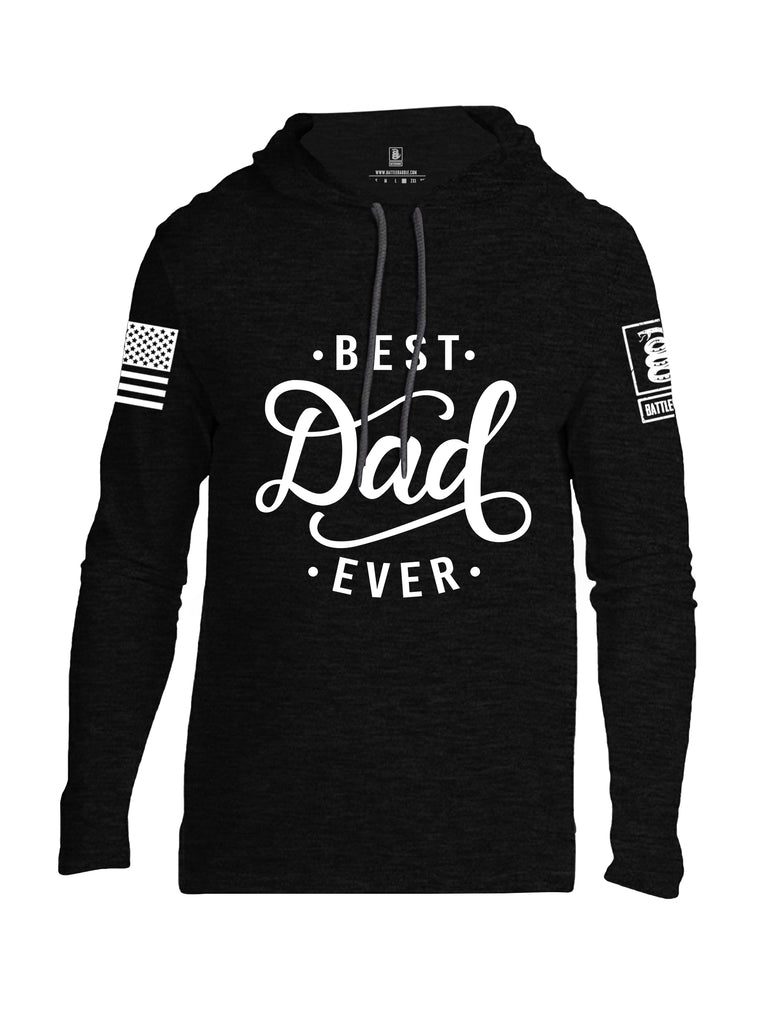 Battleraddle Best Dad Ever White Sleeve Print Mens Thin Cotton Lightweight Hoodie