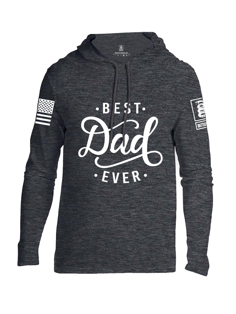 Battleraddle Best Dad Ever White Sleeve Print Mens Thin Cotton Lightweight Hoodie