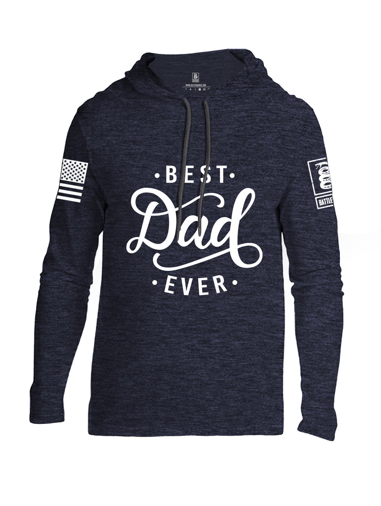 Battleraddle Best Dad Ever White Sleeve Print Mens Thin Cotton Lightweight Hoodie