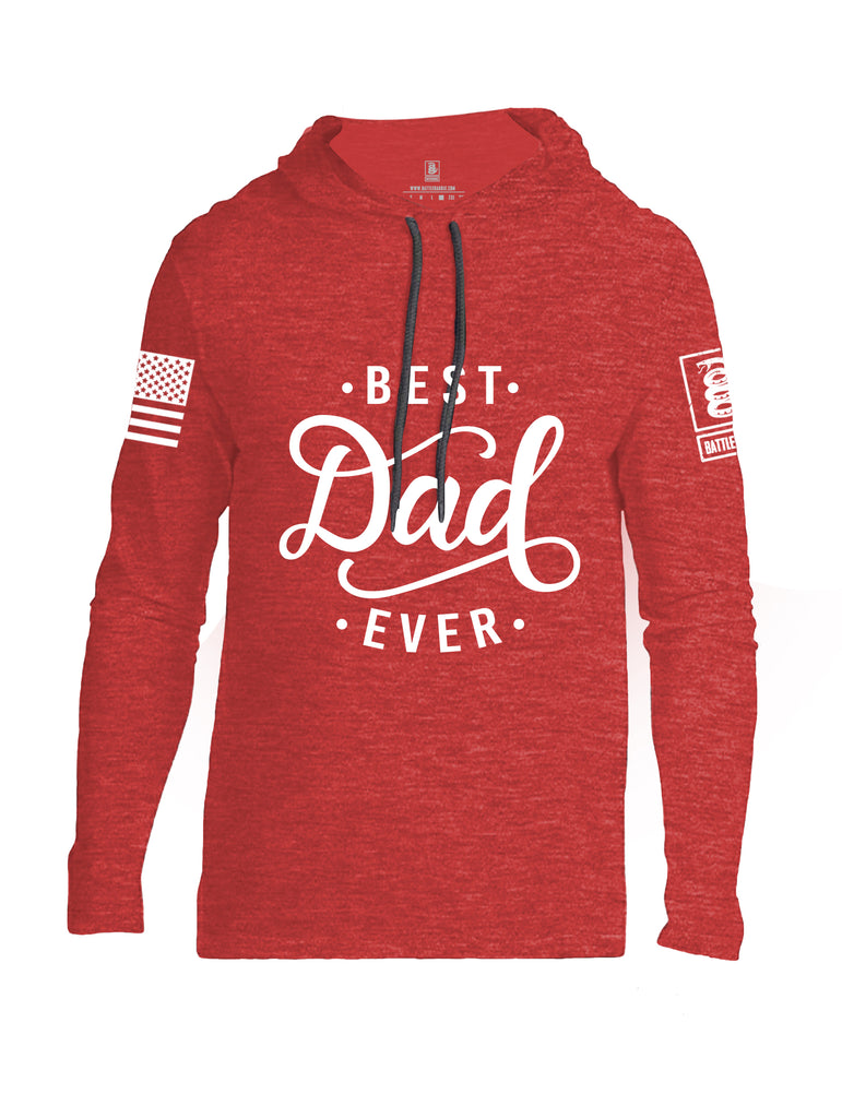 Battleraddle Best Dad Ever White Sleeve Print Mens Thin Cotton Lightweight Hoodie